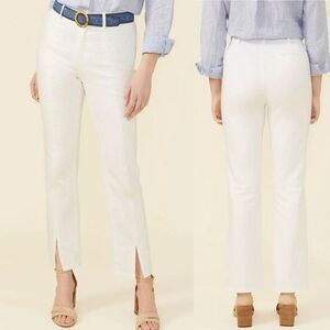 J. Mclaughlin Rainey Front Slit Straight Leg Front Seam Kick Flare White Jean 14